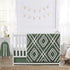 Sweet Jojo Designs Dark Green Boho Boy Girl Gender Neutral Baby Crib Skirt Bed Dust Ruffle Bedskirt Straight Nursery
