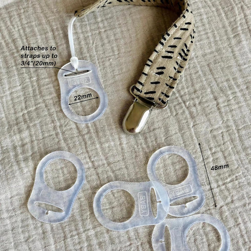 5-Pack Silicone Pacifier Clip Holders - Clear Food Grade Adapter Rings