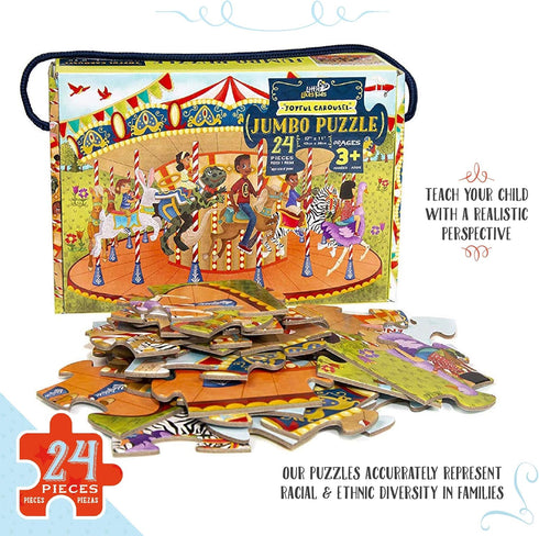 Upbounders - 24 Piece Joyful Carousel Beginner Puzzles - Toddler Kids Age 3-5 - Diverse Children at Play