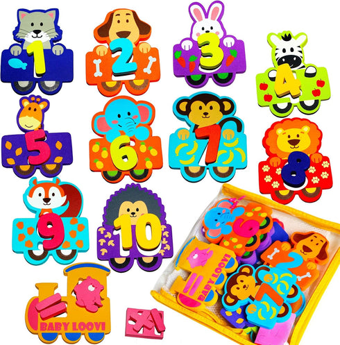 100% Non-Toxic Bathtub Numbers - Set of 27 pcs Fun Bath Foam Toys for Kids Girls Boys - Educational Puzzles