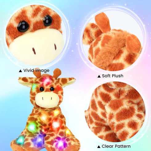 11'' Hopearl Lighting Up Giraffe Stuffed Animal Floppy LED Plush Toy Night Lights Glow Pillow Birthday Festival