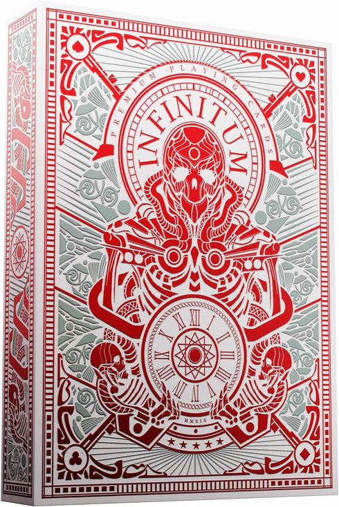 Infinitum Ghost Playing Cards - White & Red Deck with FREE Card Game eBook - Premium Standard Size