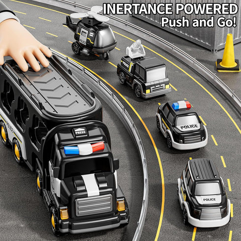 3 4 5 6 Set 3 1 3-9, JUKUDAHU Police Truck Toy for Years Old Boys - Carrier Vehicle Toy with Small Cars and Helicopter