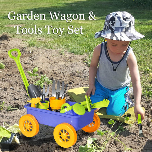 DCN12752 Set 15Piece Set Dimple Garden Wagon & Tools Toy Premium Gardening Tools & Wagon Toy Sturdy & Durable-Top Yd