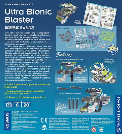 Thames & Kosmos Ultra Bionic Blaster STEM Experiment Kit | Construct a Robotic Foam Dart Blasting Glove | Challenging