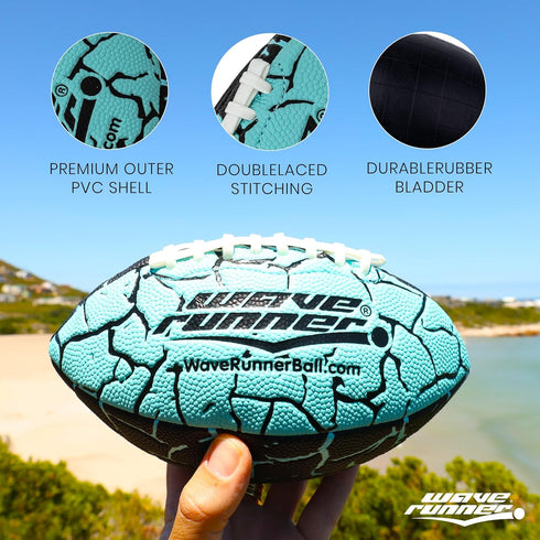 Wave Runner Grip It Waterproof Junior Size Football, 9.25 Size, Durable & Double Laced for Beach and Outdoor Games