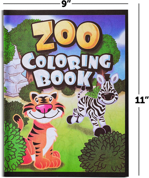 18Pcs 9"x11" (Pack 18) Zoo Animal Coloring Books Bulk for Kids - Animal Party Favors with Jungle Safari Animals