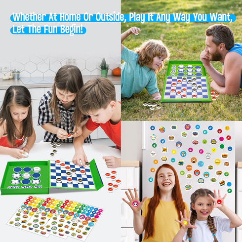 2 1 Set, 59 3+ in Checkers Magnetic Game Board -Checkers & Tic-Tac-Toe, Thick Foam Checker Road Travel Game with Reward