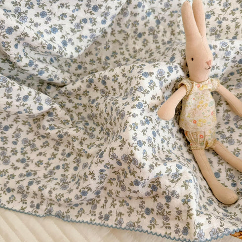 100% 1 47"x51" BuLuTu Cotton Muslin Toddler Blanket for Girls Boys Shabby Chic Blue Floral Baby Blanket Soft