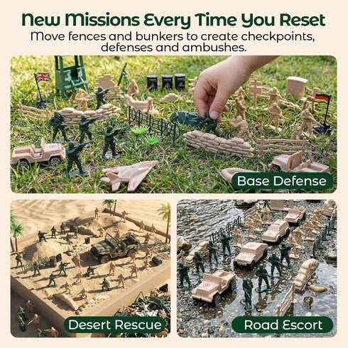 3 120PCS Set, Playset 3+ otters Army Men Military Military Soldier Army Men Action Figures, with Vehicles Aircrafts