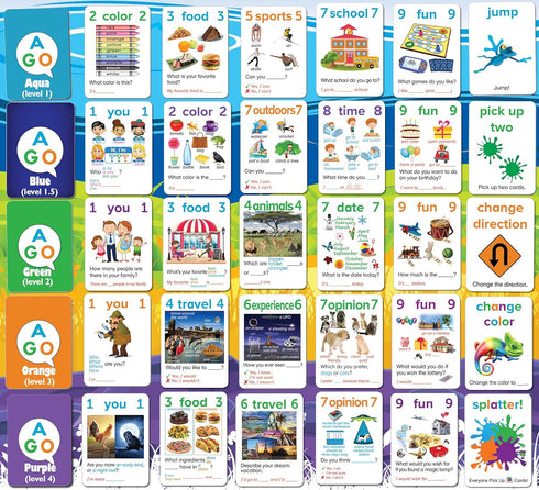 ESL Card Game for Learning English: AGO Q&A Purple (Level 4)