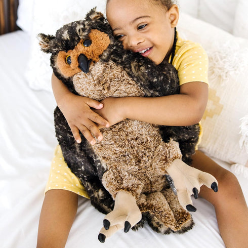 (17 inches Melissa & Doug Giant Owl - Lifelike Stuffed Animal Tall), Brown