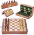 Ajuny Magnetic Travel Chess Set - Handcrafted Acacia Wood, Foldable Board with Elegant Storage