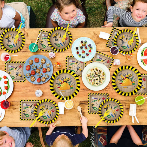chiazllta 96 Pcs Handyman Tools Party Paper Plates and Napkins, Construction Birthday Party Decorations for 24 Guests