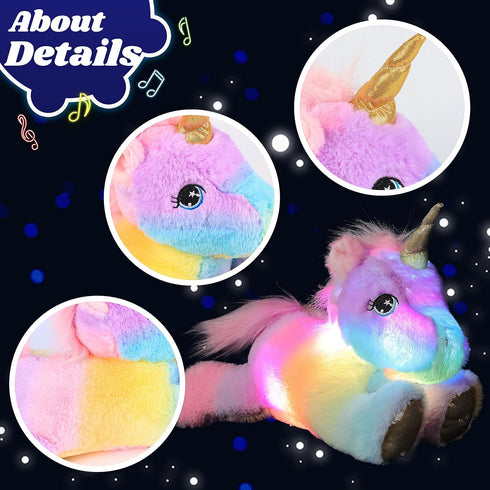 Girls,13" Cuteoy Glowing LED Unicorn Light-up Nightlight Toys Musical Plush Stuffed Animal Singing Lullabies Birthday