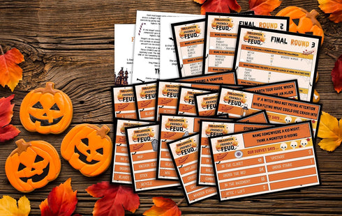 Halloween Friendly Feud Quiz - Family Feud Trivia Game for Baby Shower, Game Night, and Family Activity - 004I