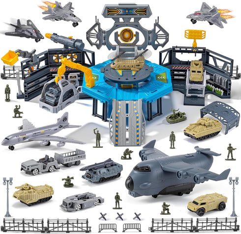 Military Airplane Toy, Army Toys Military Base Set with 14 Vehicles Plane