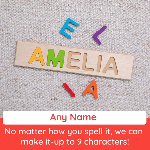 1-3+, 9 Fat Brain Toys Fat Brain Toys Wooden Personalized Name Puzzles for Toddlers Custom Puzzles, Flat Rate up
