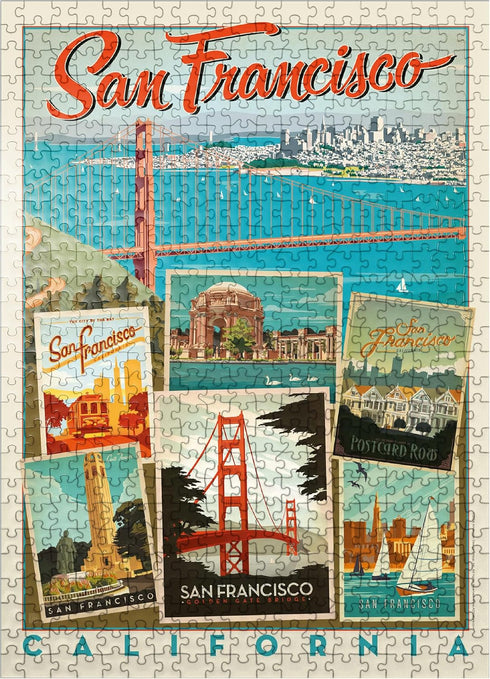 MyPuzzle San Francisco: Multi-Image Collage Print, Vintage Poster, Premium 500 Piece Jigsaw Puzzle