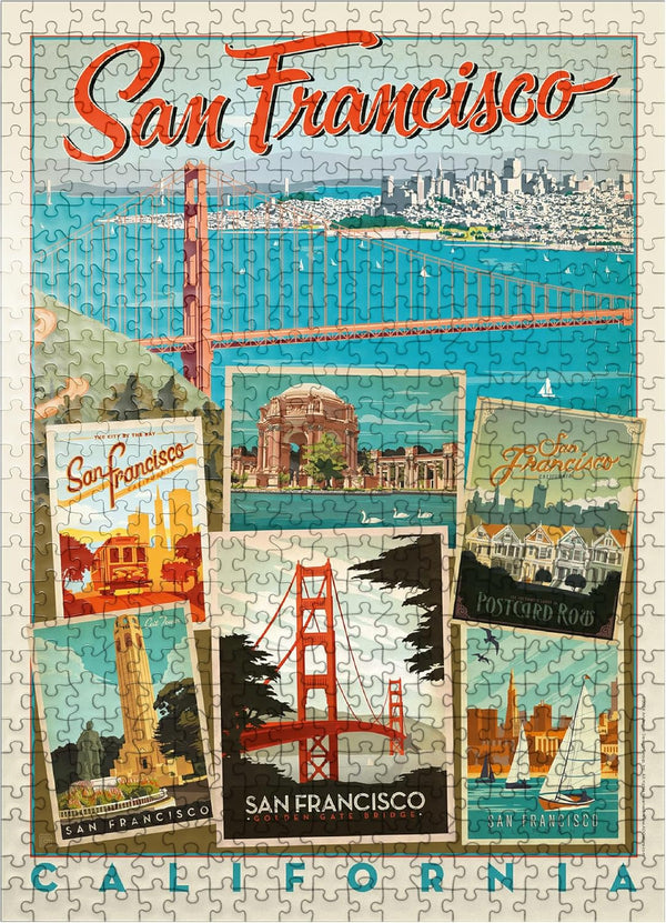 MyPuzzle San Francisco: Multi-Image Collage Print, Vintage Poster, Premium 500 Piece Jigsaw Puzzle