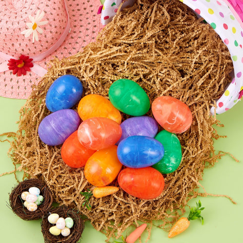 JOYIN 30 Pcs Bright Iridescent Printed Plastic Easter Eggs 3.15" Tall for Hunt, Basket Stuffers, Classroom Prizes