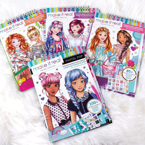 Make It Real Fashion Design Sketchbook for Girls, Digital Dream Kit with 110 Stickers, Stencils, Design Guide