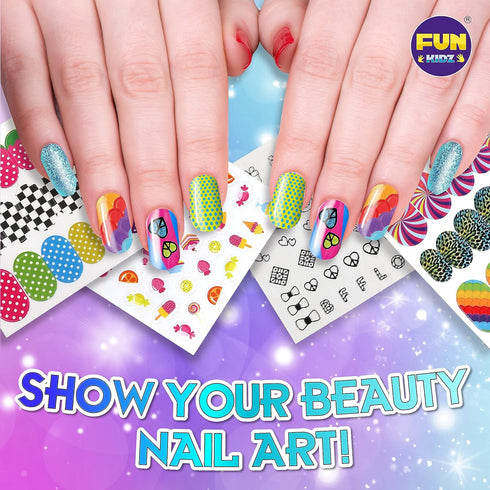 7-12, 315Pcs Pack 17.91Wx12.4L Kids Nail Kit for Girls Ages FunKidz Ultimate Nail Polish Pens Combo Size Glitter