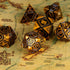 Metal UFO Dice Set: 7 Die Metal Polyhedral Dice for DND Role Playing Games with Skull Bag (Ancient Gold)