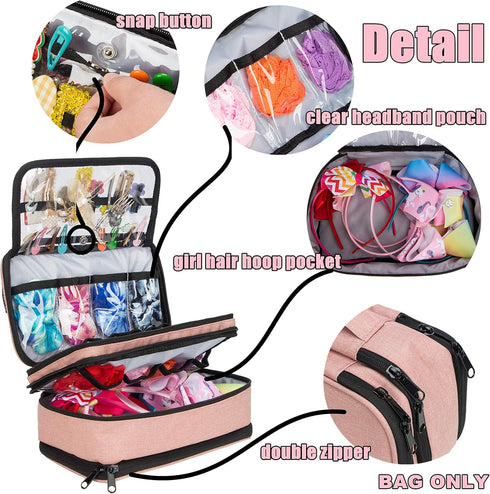 KISLANE Baby Girl Hair Accessories Storage Bag, Soft Headbands Holder, Barrette, Bows, Hair Ties, Pins, Clips Storage