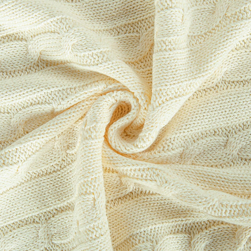 NTBAY 100% Pure Cotton Cable Knit Toddler Blanket, Super Soft Warm Breathable 30x40 Baby Blanket for Crib, Stroller, Nursery, Travel, Newborn, 30x40 Inches, Ivory by NTBAY