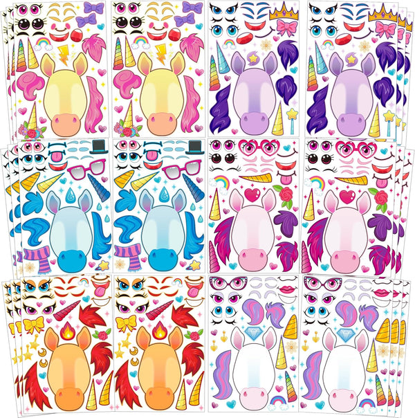 JOYIN 36PCS Make a Face Stickers for Kids, 9.8"x6.7" Unicorn Stickers, Party Favors Crafts, Goodie Bags Stuffers