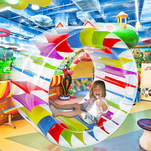 Zcaukya 65" Giant Inflatable Wheel Roller, Colorful Water Rolling Wheel Float for Kids Summer Fun