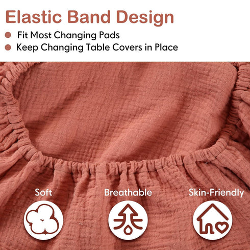 4 Pack 2 Mixweer Muslin Changing Pad Cover Soft Breathable Cotton Diaper Changing Table Pad Cover Table Sheets for Baby