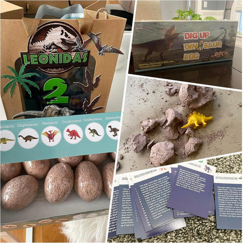 Dinosaur Eggs Dig Kit - Break Open 12 Easter Dino Eggs with 12 Surprise Dinosaurs - Science STEM Toys for Kids