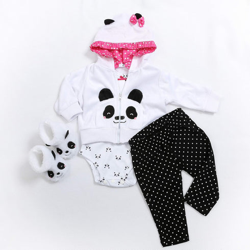22 inch 20-23 inch 4pcs Reborn Baby Doll Clothes Outfits for Reborn Doll Girl Panda Outfit Accessories Reborn Baby