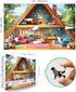500 23" 15" Piece Puzzles for Adults, Mountain Home with Animal Characters - Fairy Tale Cottage Jigsaw Puzzle