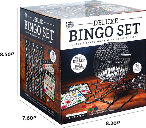 Deluxe Metal Bingo Case - Bingo Night Play Kit with Cage, Balls, Markers & Cards