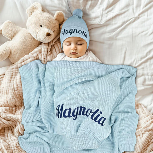 100% Personalized Baby Blanket, GOTS Organic Certified, Customized Swaddle Blanket with Name, Receiving Blankets