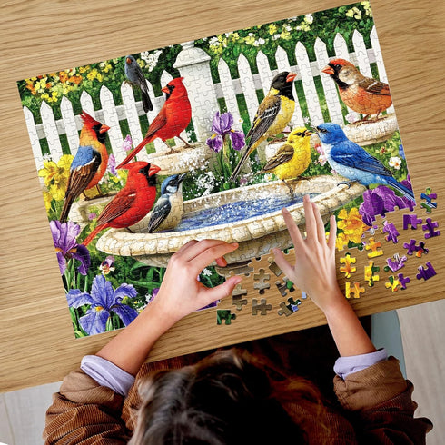 500 500 20.5 15 Pieces Puzzle for Adults,Birds Bath Flower Fence Puzzle,Recycled Cardboard Animals Jigsaw Puzzle