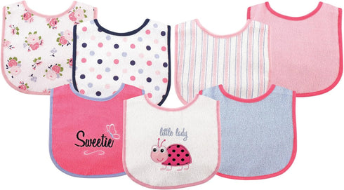 Luvable Friends Baby Cotton Terry Drooler Bibs with PEVA Back, Transportation, One