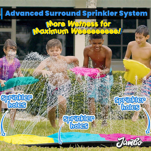 JAMBO 20Ft XL Premium 3 Lane Slip Splash and Slide with 3 Bodyboards, Heavy Duty Water Slide for Kids