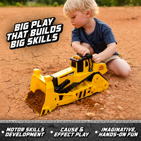 16" Dozer Maxx Action with Joystick Controls, Lights, Construction Sounds, Motorized Movement, and Real Working Bucket