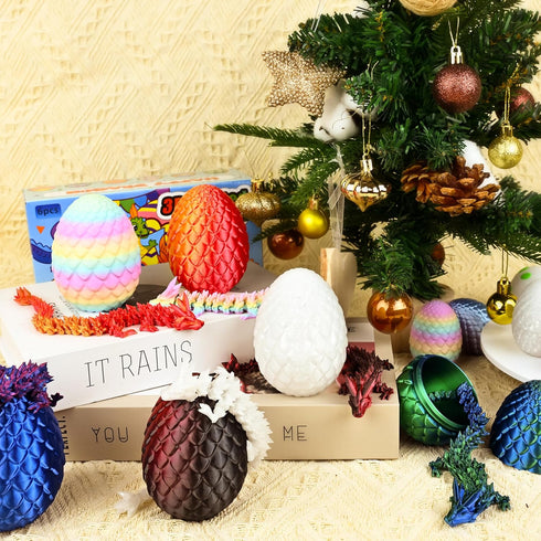 8" 3D 3D Set Impossmaker Printed Easter Dragon Eggs with Printed Dragon Inside, Easter Basket Stuffers Mini Dragon Egg