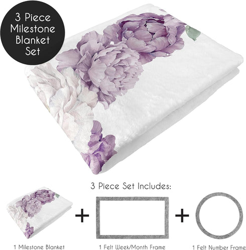 Set Sweet Jojo Designs Lavender Purple Boho Shabby Chic Floral Girl Baby Milestone Blanket Newborn Monthly First Year
