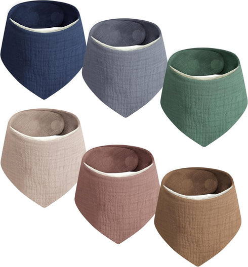 GUNTAIL Magnetic Bandana Drool Bibs 6-pack - Magnetic Closure Baby Bibs -