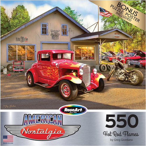 550 RoseArt - American Nostalgia - Hot Rod Flames - Piece Jigsaw Puzzle for Adults