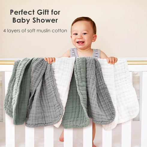 100% 20'' 10'' 12 Pack Sunny zzzZZ Muslin Burp Cloths for Baby Cotton Burping Cloths for Unisex, Boy, Girl - Large by