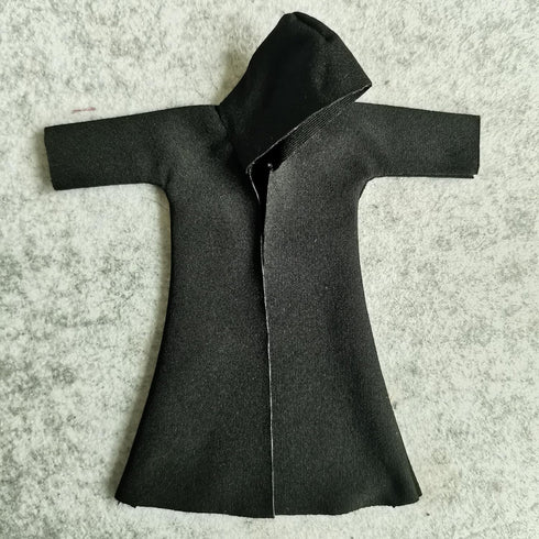 1:12 Scale Fabric Cape Robe Coat with Hat for 6" Bandai SHF Figma Body Doll Action Figure (Black)