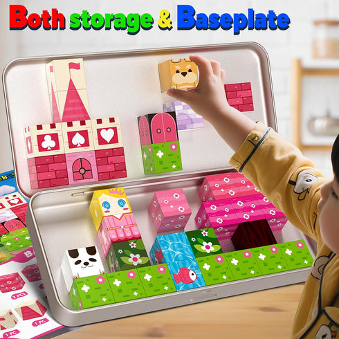 35PCS 4-8, Set 3-5, Princess Magnetic Building Blocks Travel Toys - Magnet Cubes for Kids Ages STEM Learning Toys