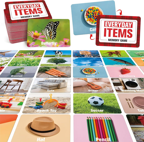 80 PCS Daily Items Matching Game, 40 Designs Everyday Objects Memory Cards